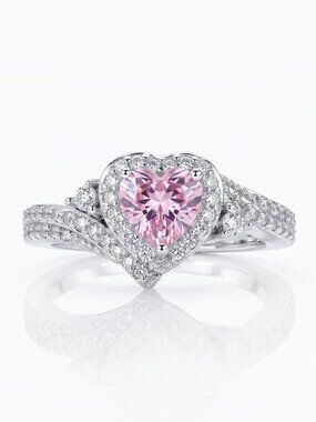 Pink Heart Gemstone Ring,  real 925 Sterling Silver Charmed Aroma Valentines